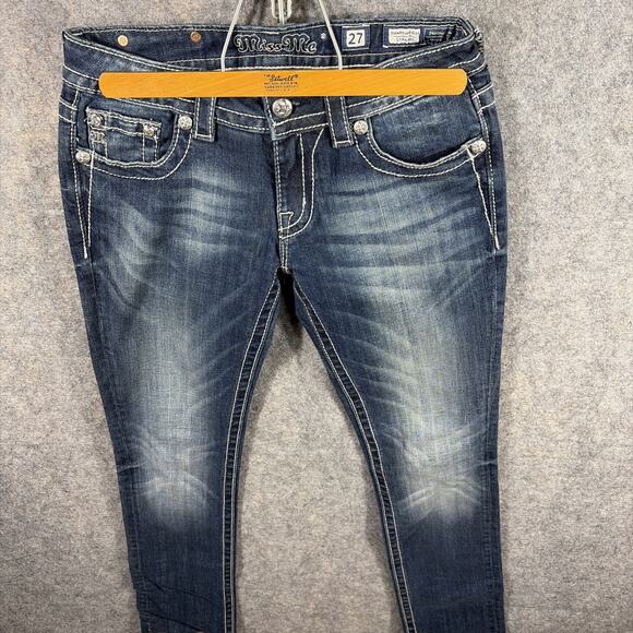 Miss Me Womens Ankle Straight Mid-Rise Distressed Raw Hem Jeans Size 27 - Picture 4 of 13